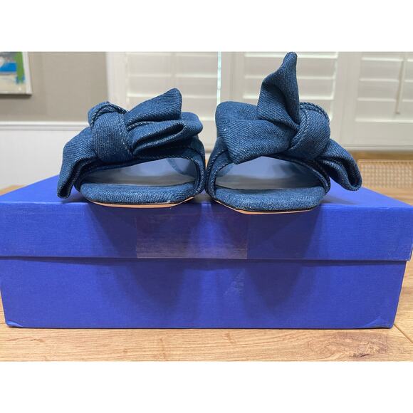 Stuart Weitzman Love Knot 50 Block Slide Vintage Denim Indigo Size 9.5 NIB - Picture 7 of 14